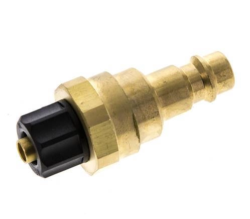 Messing DN 7,2 (Euro) Luftkupplungsstecker 6x8 mm Überwurfmutter mit Rückschlagventil
