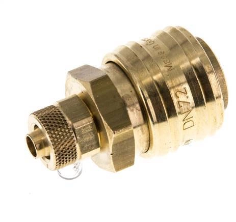 Messing DN 7,2 (Euro) Luftkupplungsmuffe 6x8 mm Überwurfmutter