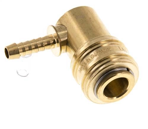 Messing DN 7,2 (Euro) Luftkupplungsmuffe 6 mm Schlauchsäule 90-deg