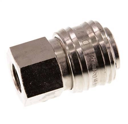 Messing vernickelt DN 7.2 (Euro) Luftkupplung Muffe G 1/4 Zoll Innengewinde
