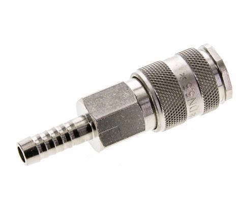 Messing vernickelt DN 5,5 (Orion) Luftkupplungsmuffe 8 mm Schlauchpfeiler