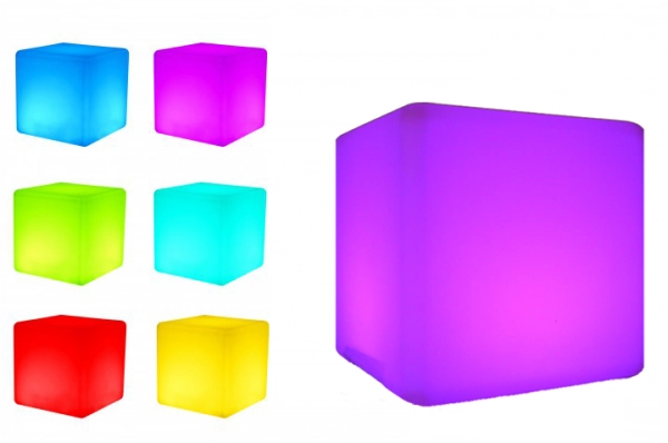 7even LED Design Cube 50/ LED Leucht Sitzwürfel / In und Outdoor / Akku und F...