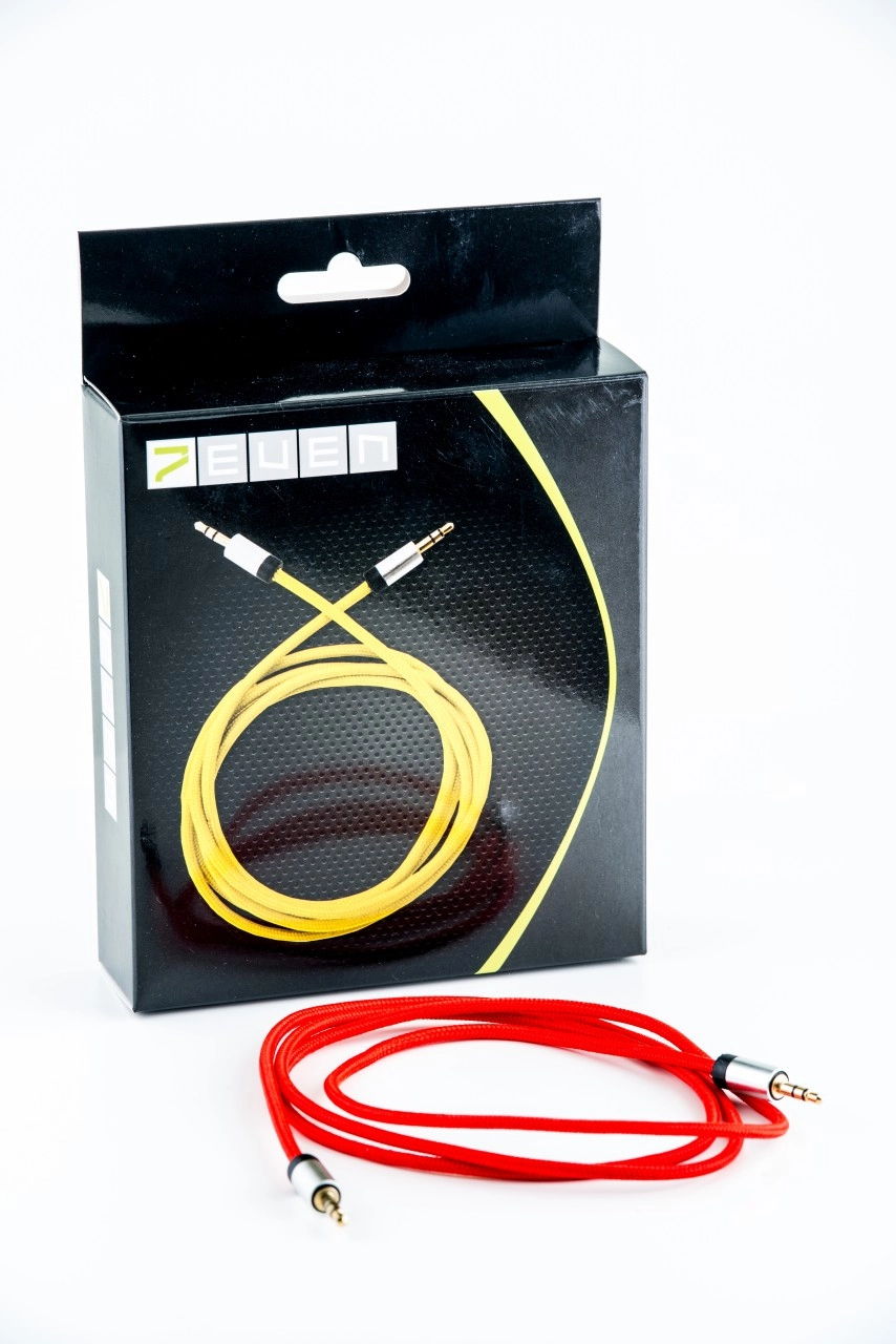 7even Aux 3,5mm Mini-Klinken und Kopfhörer Textil Kabel, rot