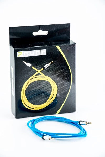 7even Aux 3,5mm Mini-Klinken und Kopfhörer Textil Kabel, Blau