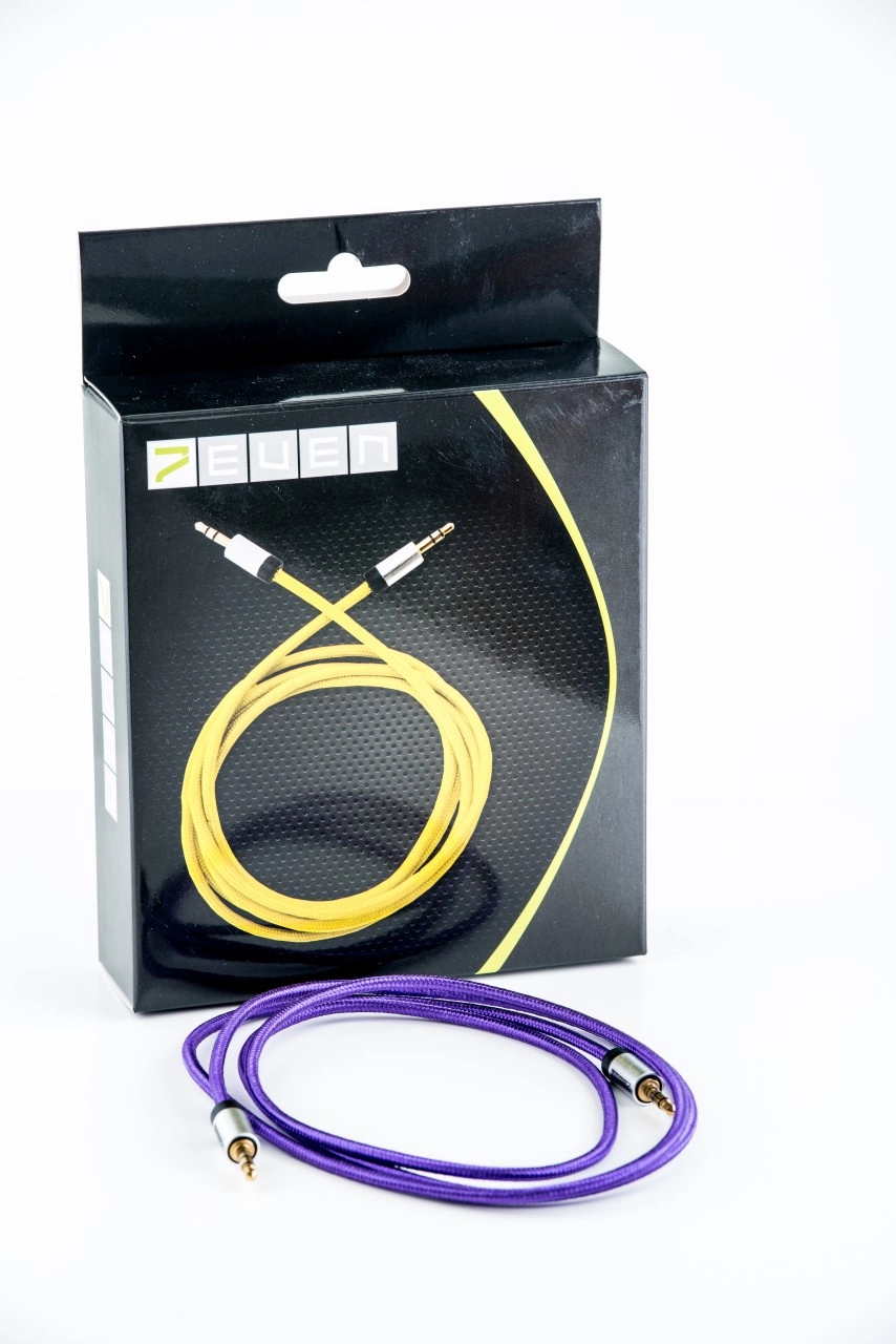 7even Aux 3,5mm Mini-Klinken und Kopfhörer Textil Kabel, Lila
