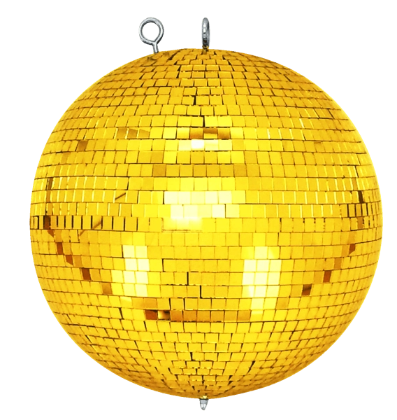 Spiegelkugel mit Sicherheitsöse 30cm gold // Discokugel - Mirrorball 30cm gold