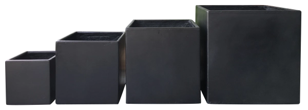 Lounge Cube Pot Set black outdoor / Pflanztopf Set quadratisch schwarz Set / ...