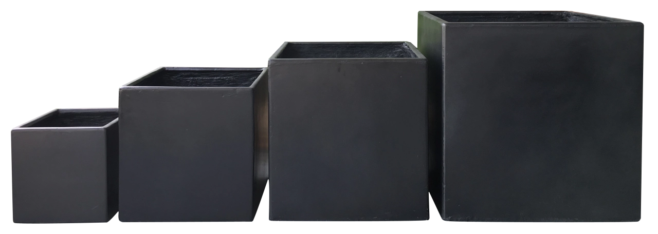 Lounge Cube Pot Set black outdoor / Pflanztopf Set quadratisch schwarz Set / ...
