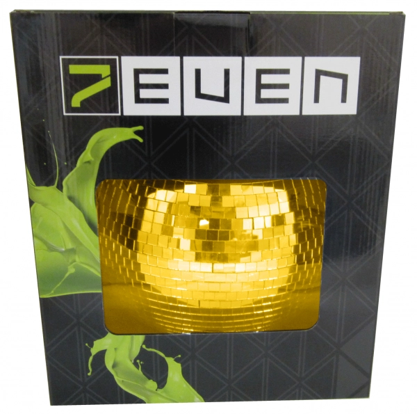 Spiegelkugelset gold 30cm mit Motor und LED-Spot mit Fernbedienung (Sicherhei...