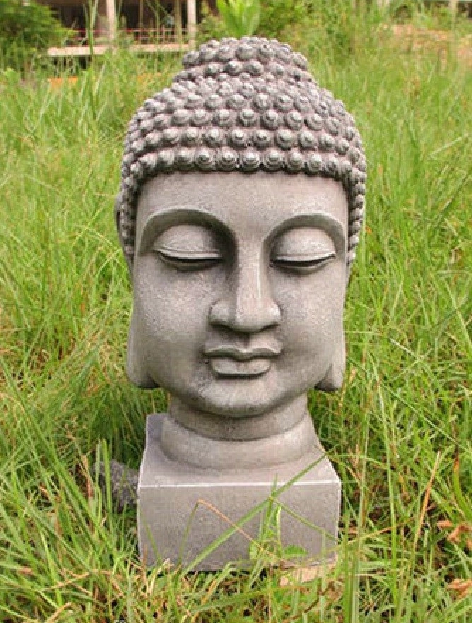 Buddha Kopf ca. 32cm - robust und wetterfest in original Steinoptik