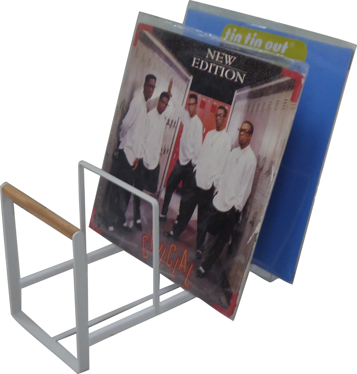 Schallplatten Ständer / Luxus Vinyl Halter für LPs, Maxis 12" in weiß und Hol...