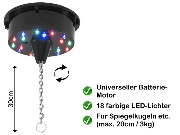 LED Batteriemotor für Spiegelkugeln