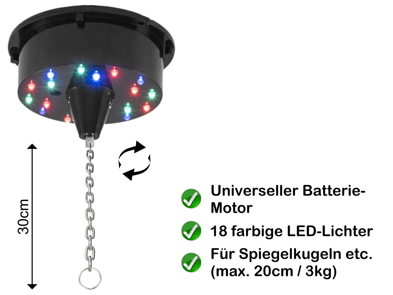 LED Batteriemotor für Spiegelkugeln