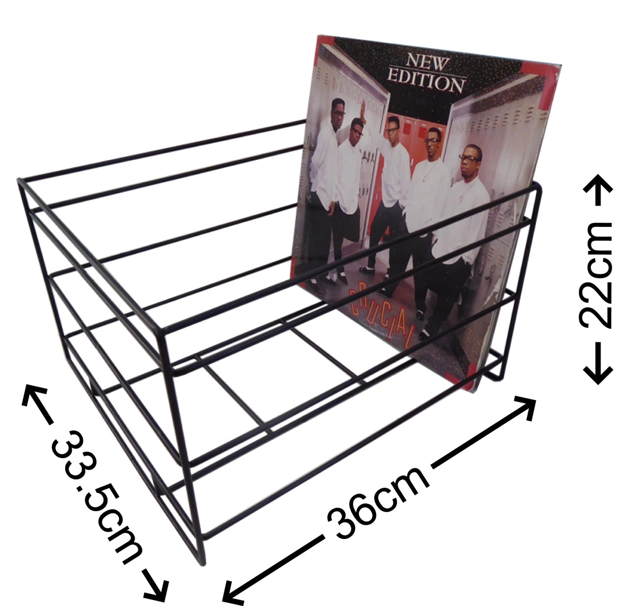 12" Schallplatten Gitter Mesh Box schwarz 36 x 33 x 22cm