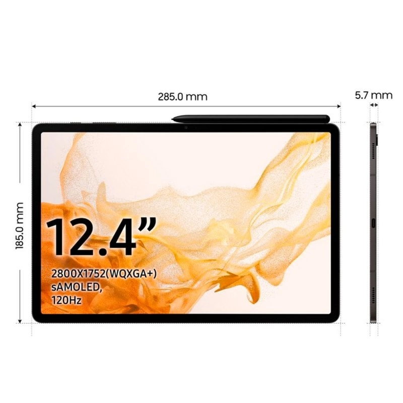 Samsung Galaxy Tab S8+ SM-X800N Qualcomm Snapdragon 128 GB 31,5 cm (12.4") 8 GB Wi-Fi 6 (802.11ax) Graphit