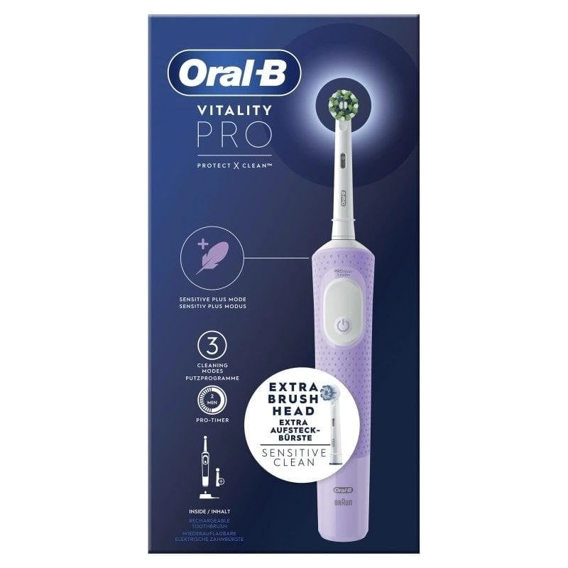Elektrische Zahnbürste Oral-B Vitality Pro Violett 3 Modi 2 Köpfe