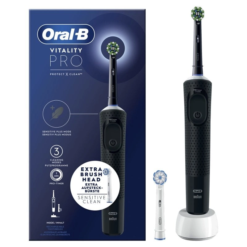 Oral-B Vitality Pro Elektrische Zahnbürste Schwarz + Extra Kopf