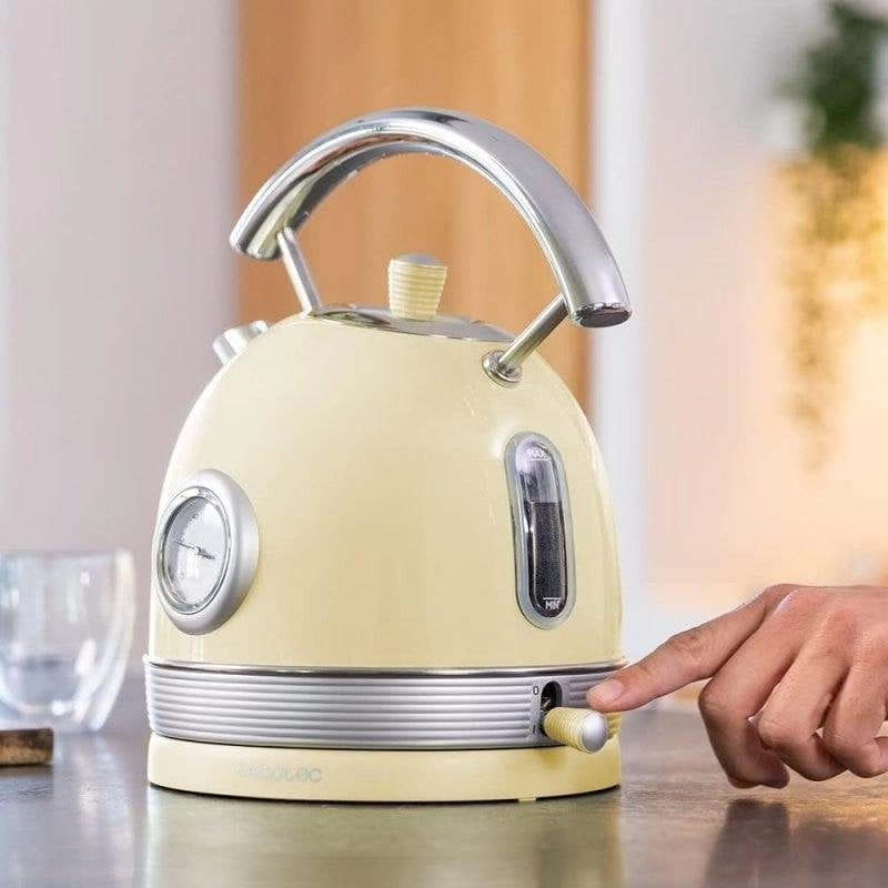 Wasserkocher Cecotec ThermoSense 420 Vintage Light Yellow 1,8L 2200W Edelstahl Temperaturanzeige