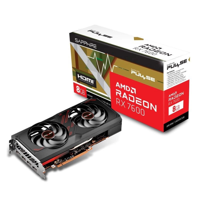 Sapphire PULSE 11324-01-20G Grafikkarte AMD Radeon RX 7600 8 GB GDDR6
