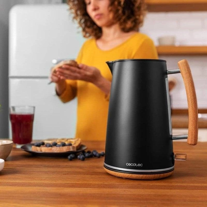 Wasserkocher Cecotec Thermosense 400 Black Woody 1,7L 3000W Edelstahl Holzoptik