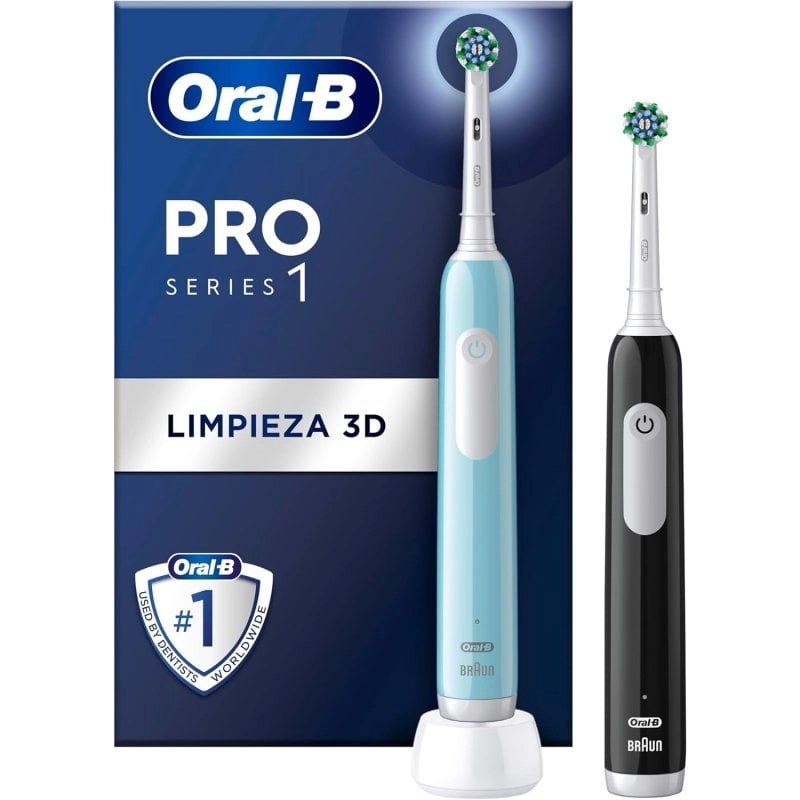 Oral-B Pro1 Elektrische Zahnbürste, 2er-Pack, Blau/Schwarz