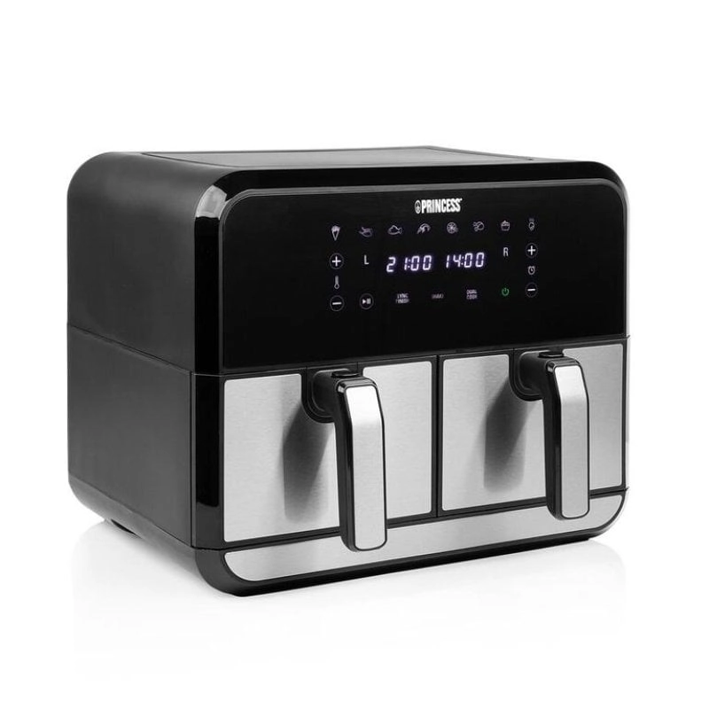 Princess 182074 Doppel 8 l Eigenständig 1700 W Heißluftfritteuse Schwarz, Edelstahl