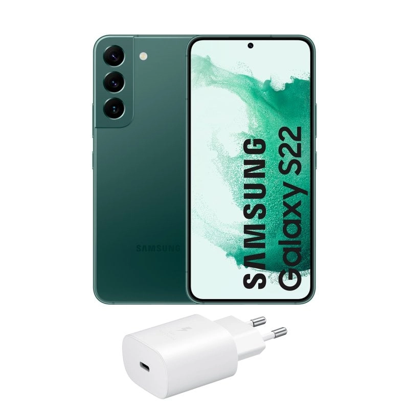 Samsung Galaxy S22 5G 256 GB, Grün, entsperrt + 25-W-Ladegerät