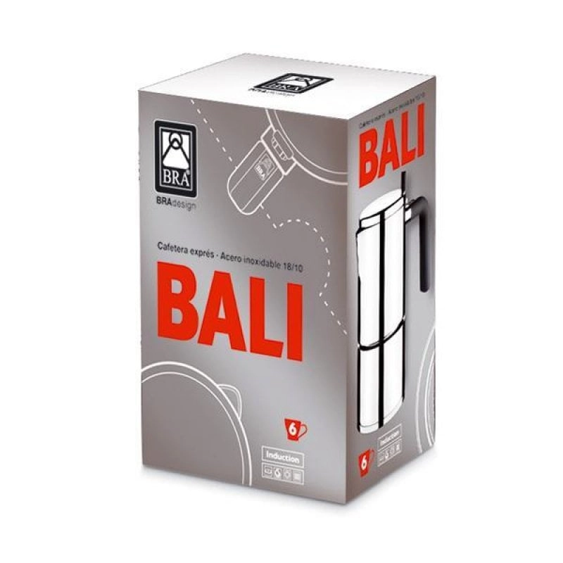 BRA Bali italienische Kaffeemaschine für 10 Tassen, Edelstahl