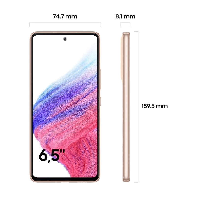 Samsung Galaxy A53 5G SM-A536B 16,5 cm (6.5") Hybride Dual-SIM Android 12 USB Typ-C 6 GB 128 GB 5000 mAh Pfirsich