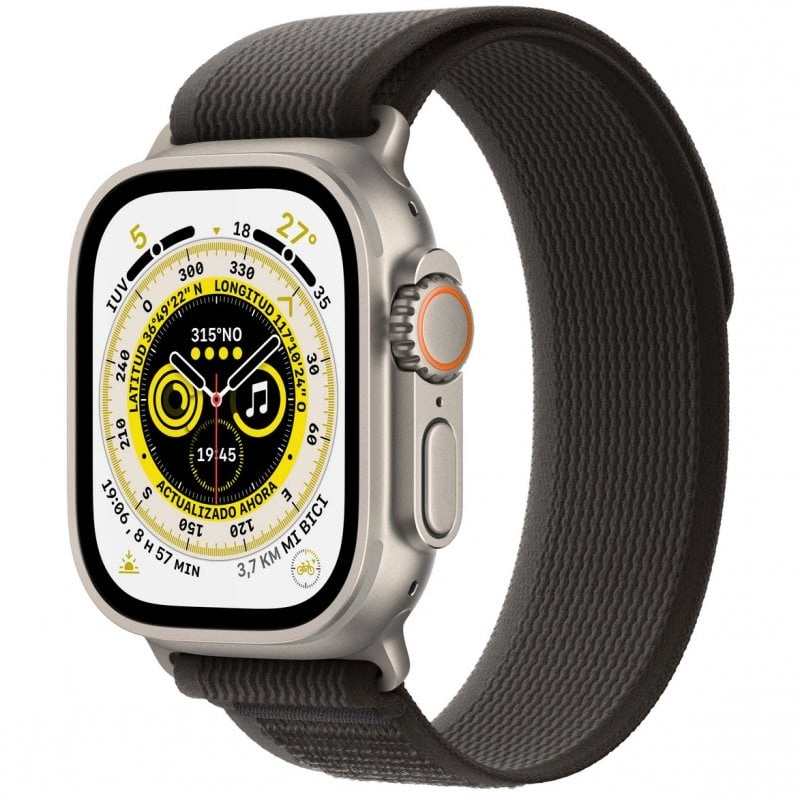 Apple Watch Ultra LTE Titanium mit Trail Loop Armband S/M Schwarz/Grau