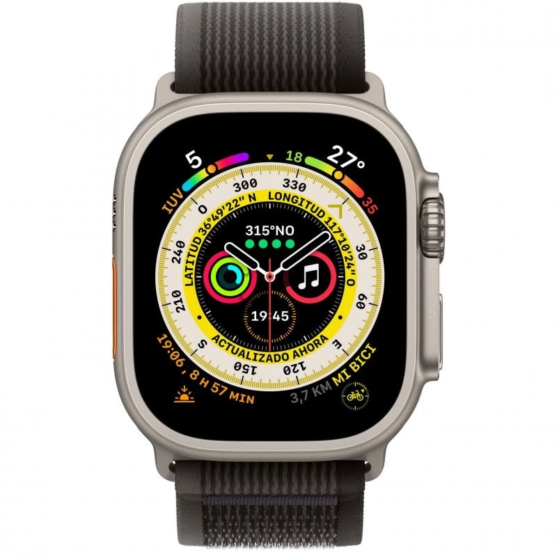Apple Watch Ultra LTE Titanium mit Trail Loop Armband S/M Schwarz/Grau