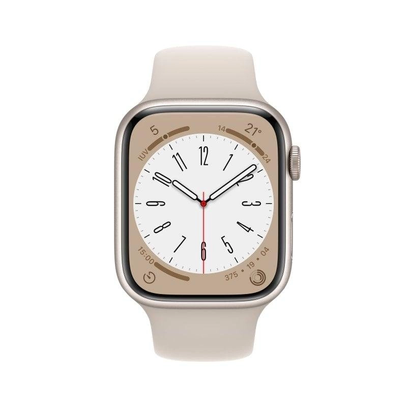 Apple Watch Series 8 GPS 45mm Retina OLED Aluminium Beige SpO2 Pulsmesser Schlafmonitor Wasserdicht 50m