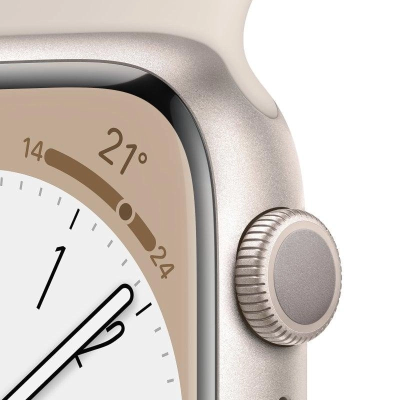 Apple Watch Series 8 GPS 45mm Retina OLED Aluminium Beige SpO2 Pulsmesser Schlafmonitor Wasserdicht 50m