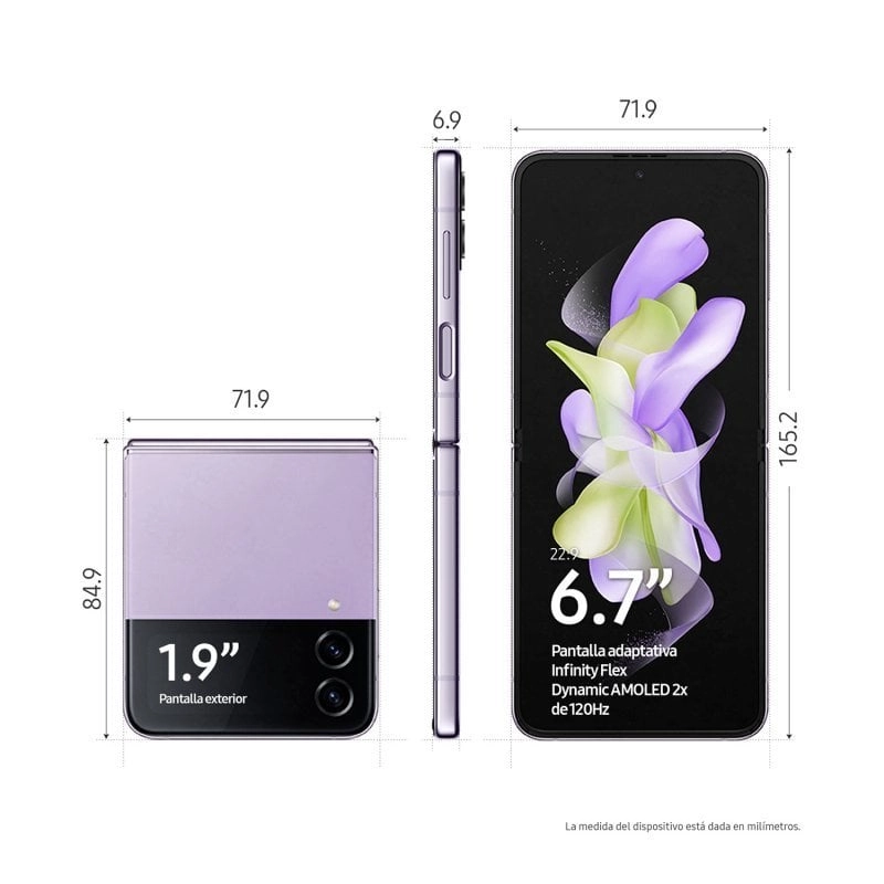Samsung Galaxy Z Flip4 SM-F721B 17 cm (6.7") Dual-SIM Android 12 5G USB Typ-C 8 GB 256 GB 3700 mAh Violett