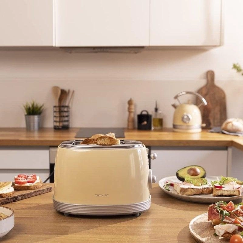 Cecotec Toast&Taste 800 Vintage Hellgelb Extrabreiter Doppelschlitz-Toaster 850W