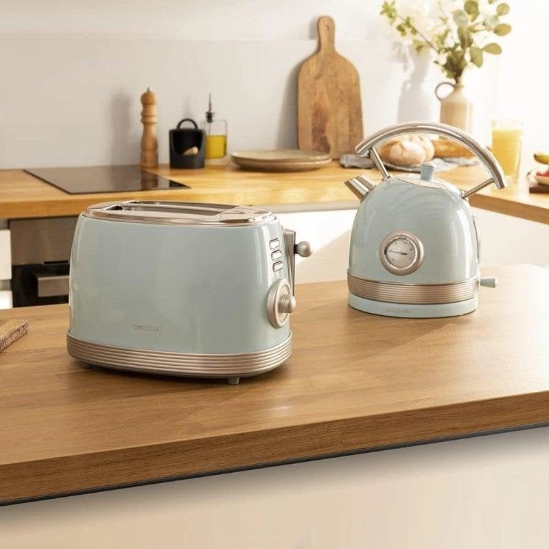 Cecotec Vintage 800 Hellblau Extrabreiter Doppelschlitz-Toaster 850W