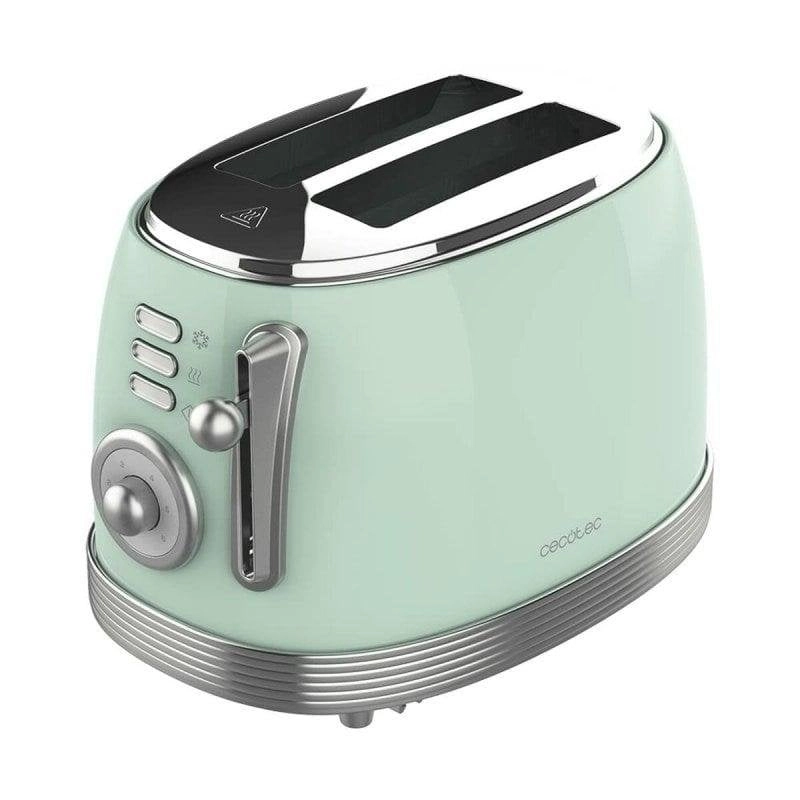 Tostadora Cecotec Vintage 800 Light Green 2 Scheiben 850W Doppel-Schlitz Edelstahlgrün