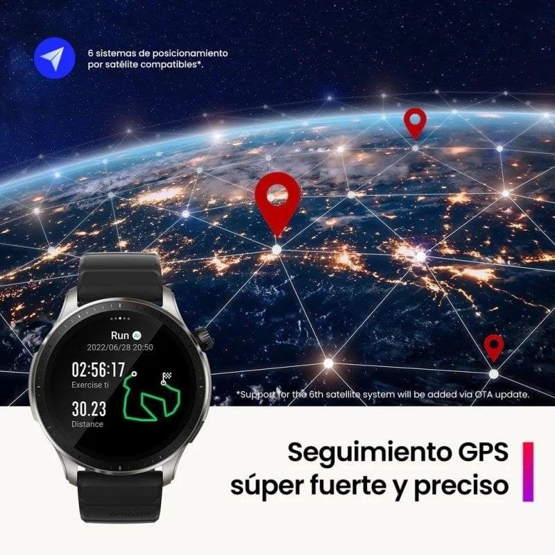 Amazfit GTR 4 Bluetooth GPS 46mm AMOLED Grau Einheitsgröße 5ATM SpO2 Pulsmesser Schlafmonitor