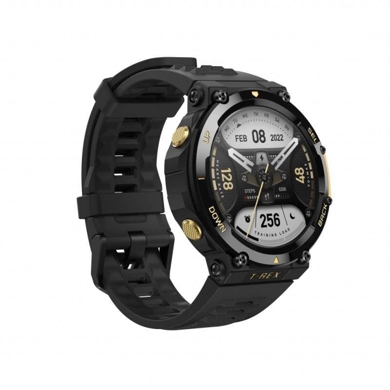 Amazfit T-Rex 2 GPS Bluetooth 47mm AMOLED Schwarz Gold Einheitsgröße 10ATM SpO2 Puls Schlafmonitor