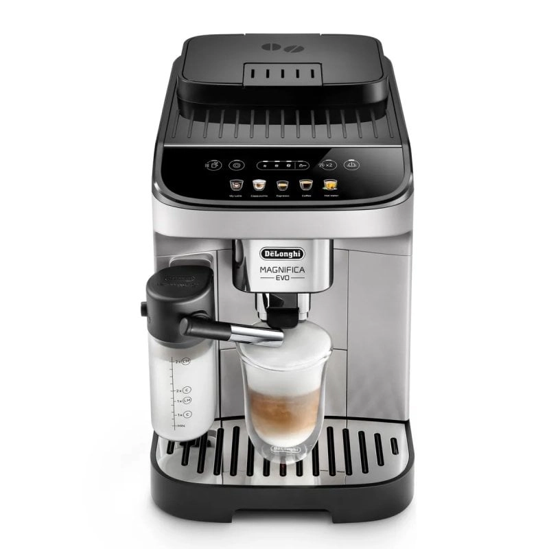 DeLonghi Magnifica Evo Kaffeevollautomat mit Milchtank, 15 Bar, silber, 5 Getränke