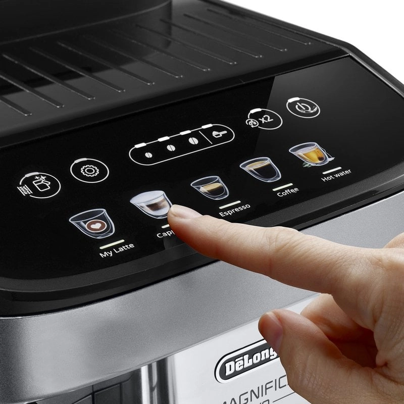 DeLonghi Magnifica Evo Kaffeevollautomat mit Milchtank, 15 Bar, silber, 5 Getränke