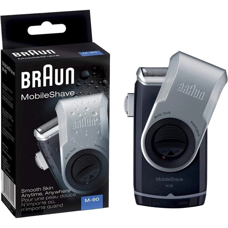 Braun MobileShave PocketGo M90 Blau, Silber