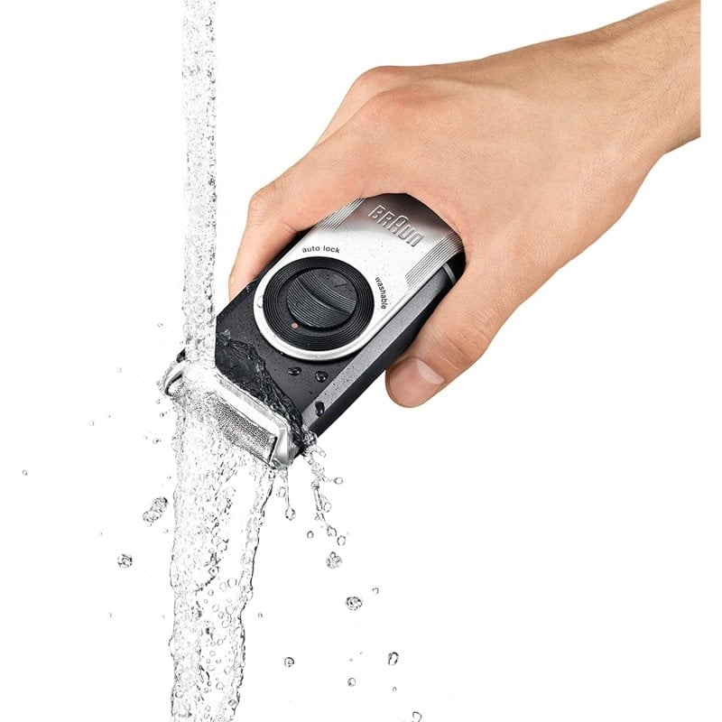 Braun MobileShave PocketGo M90 Blau, Silber