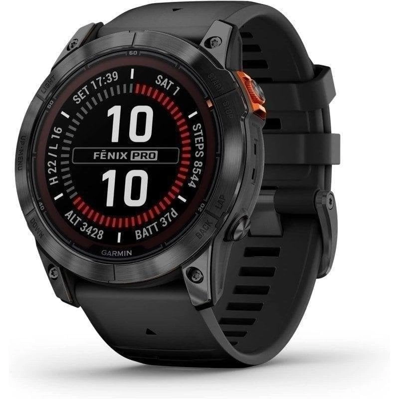 Garmin Fénix 7X Pro Solar GPS NFC 51mm MIP Grau Schwarzes Silikonband 10ATM SpO2