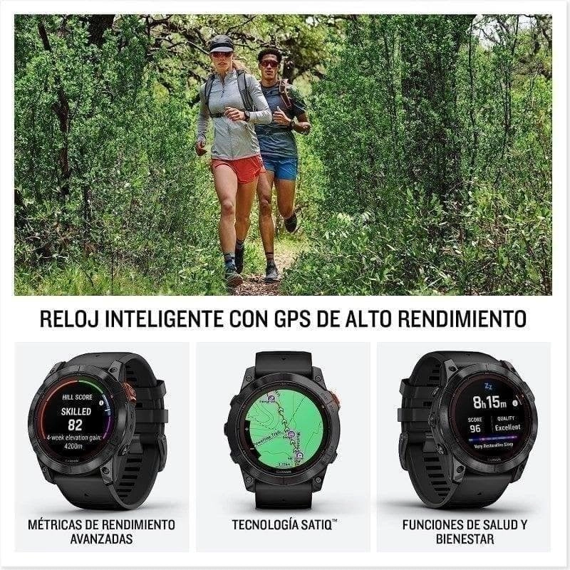 Garmin Fénix 7X Pro Solar GPS NFC 51mm MIP Grau Schwarzes Silikonband 10ATM SpO2