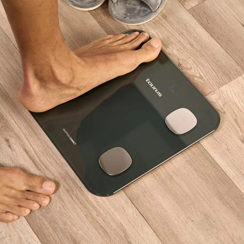 Taurus Inception Connect Intelligente Personenwaage aus gehärtetem Glas, Schwarz