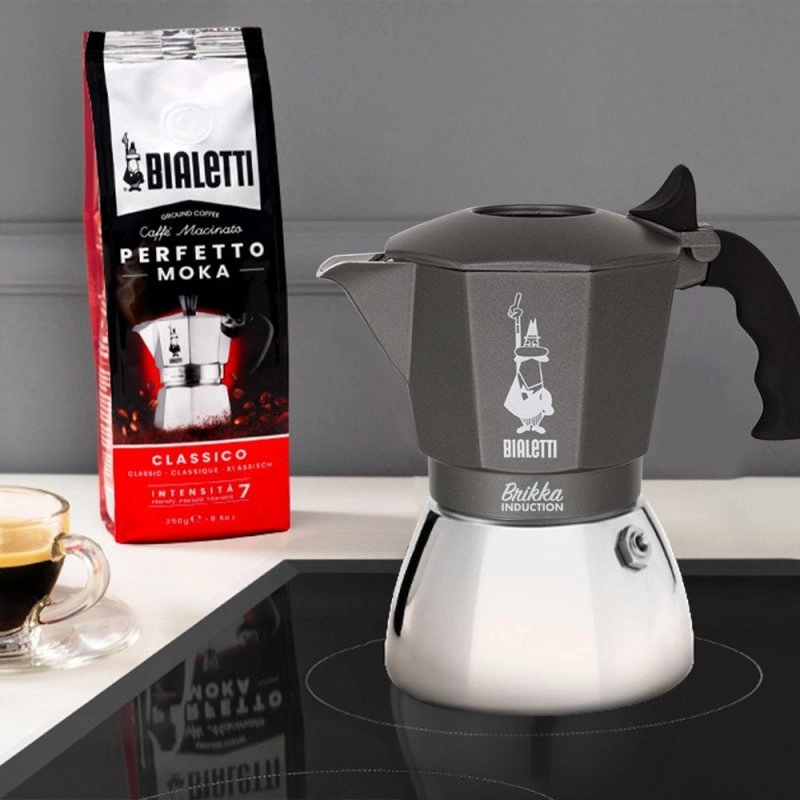 Bialetti Brikka Induktion Italienische Kaffeemaschine 4 Tassen Schwarz/Edelstahl