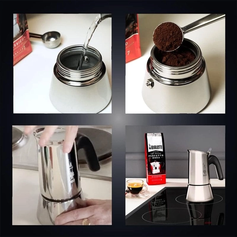 Bialetti Venus Italienische Kaffeemaschine 4 Tassen Silber