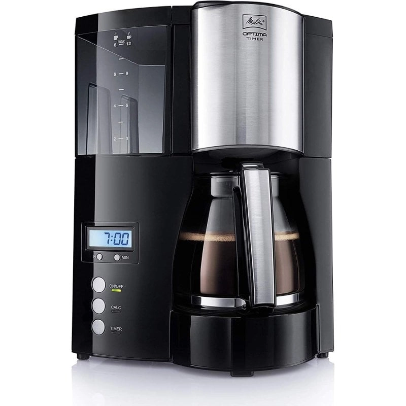 Melitta Optima Timer Filterkaffeemaschine für 8 Tassen, Schwarz