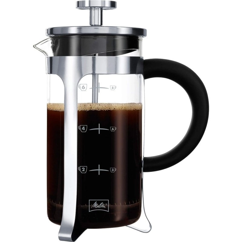 Melitta French Press Premium Französische Presse Schwarz, Edelstahl, Transparent